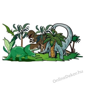 Faldekoráció, Falimatrica, Faltetoválás - Gyerekszoba - Nyomtatott falmatrica (Nem színezhető) - Dinó park 1036