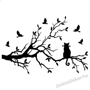 Wall sticker, Wall tattoo, Wall decoration, Wall decal - Animal - Tree with cat 2280